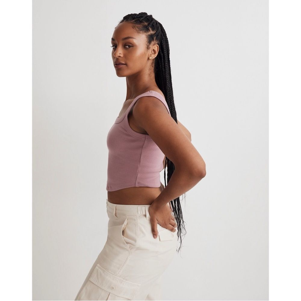 NWT Madewell The Tailored Crop Tank in Sleekhold in Pink - Picture 2 of 9